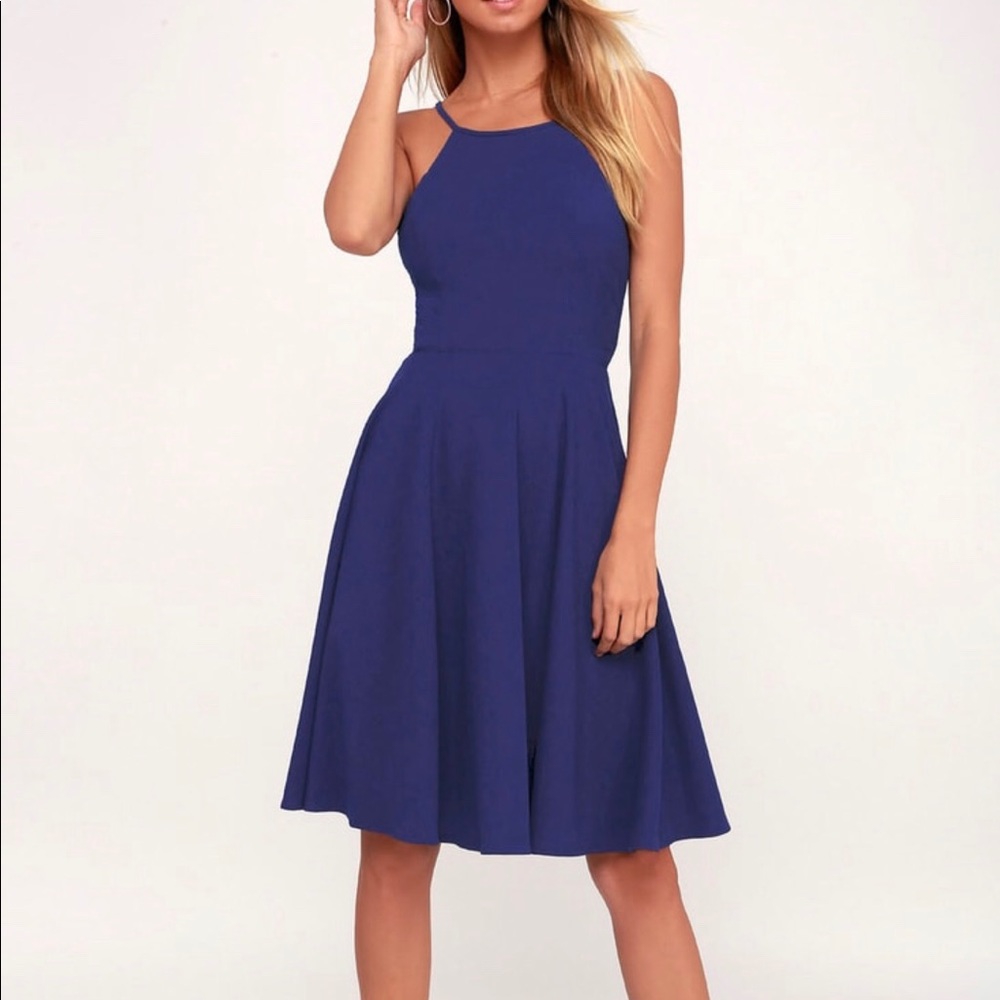 Lulu’s Irresistible Charm Royal Blue Midi Dress